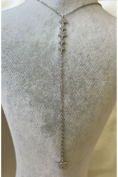Goche Star Chain Dangle Y Necklace - Minimal Design with Sparkling Zircon Stone