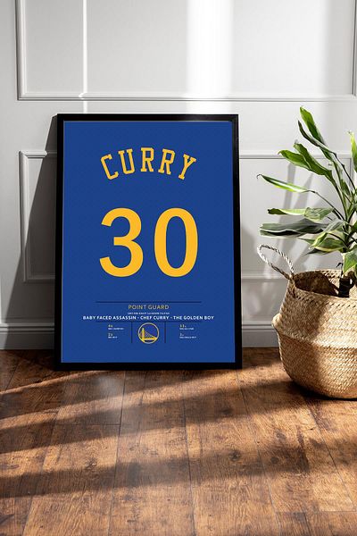 Saturn Tablou cu cadru Stephen Curry - Tricou NBA Golden State Warriors