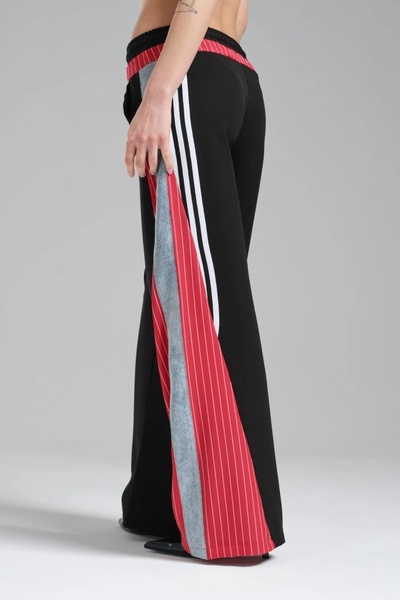 tw3 Women's Stripe Detailed and Denim Garnish Design Blazer Palazzo Pants