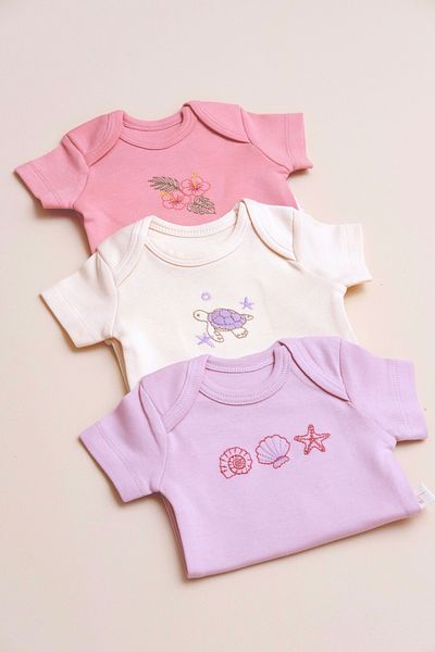 BABYLİM Embroidered Baby Girl Short Sleeve Snap Body 3-Piece