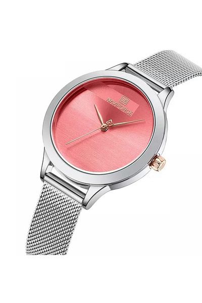 Naviforce Women's Elegant Quartz Watch – 36mm Dial, Minimalist Design, Stainless Steel Mesh Strap PINK