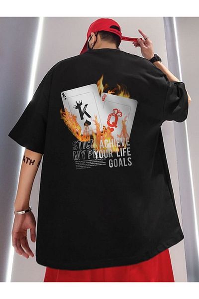 ACTIVE MODA Men's Cotton Printed Focus and Win Tshirt Oversize Large Size