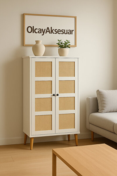 OlcayAksesuar 165 Cm Çok Amaçlı Kiler Dolabı Ayakkabılık Eşya Dolabı Hasır Dolap
