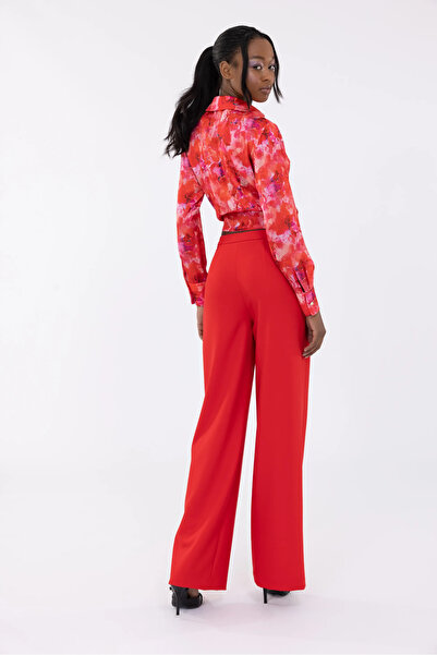 IDYL Collared Shirt Form Patterned Chiffon Blouse