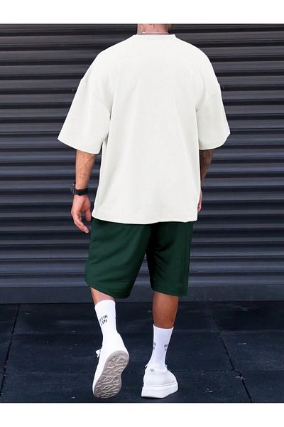 LUNAVISTA Manfinity Men Plus Tropical Print Drop Shoulder Tee & Drawstring Waist Shorts