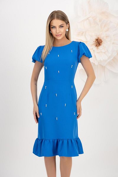 Koza Butik Γυναικείο φόρεμα με μαργαριτάρι με λεπτομέρεια κοντομάνικο φούστα 5340-25
