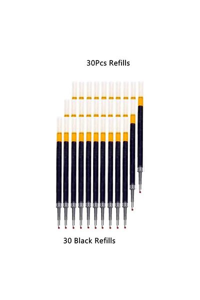 Choice 30 black refills 13/30pcs Retractable Gel Pens Set Black/Red/Blue Ink Ballpoint for Writing Refills