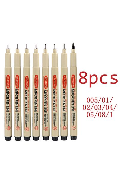 Choice 8 pcs set Art Manga Outlining Pen Pigment Liner Micron Pen Marker set Hook Line Needle Pen for Sketc