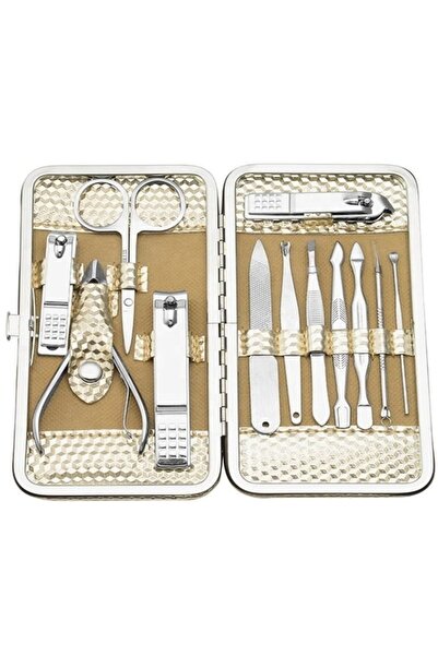 gaman 12 Piece Luxury Manicure Pedicure Set - Professional Hand and Foot Care Bag Shiny Rose Gold Design