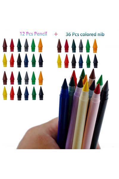 Choice 48Pcs Color set 12Colors/set Morandi Colored Everlasting Pencils Unlimited Eternal Writing Pencil Er