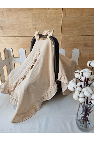 Atölye Eda Exclusive Organik Pamuk Müslin Fırfırlı Puset Örtüsü