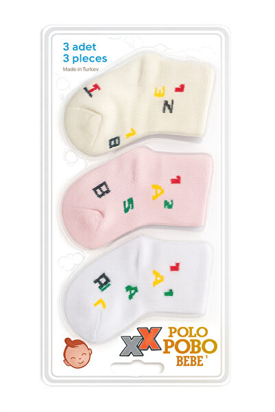 BB Çorap Buketi 3-Piece Baby Girl Socks Set – 0-1 Month |   Pink & White ❤️