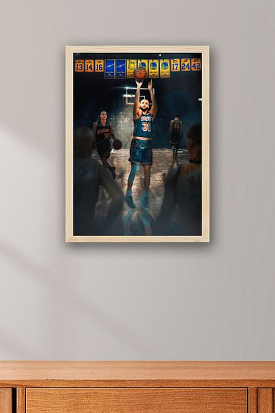 Saturn Pictură înrămată de Stephen Curry - Pictură poster NBA de baschet