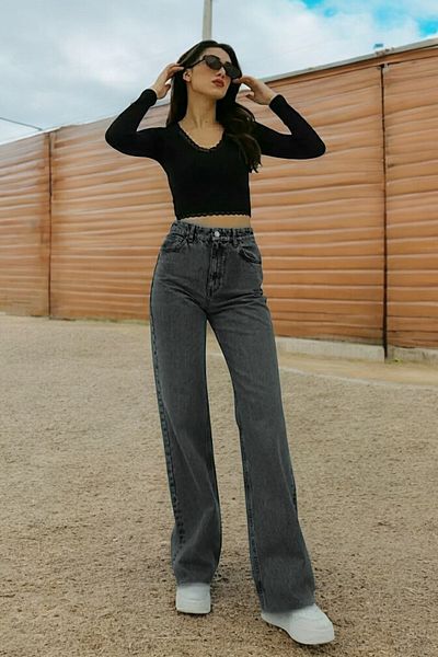 Livik Georgia Women's Smoked Extra High Waist Stretchy Loose 90's Loose Leg Jeans