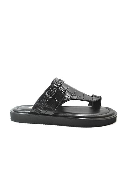 Onlo Ayakkabı Onlo Shoes Genuine Leather Black Toe Flip Flops Men's Slippers