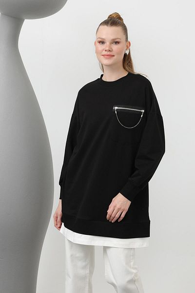 Loreen by Puane Puane Front Double Sided Decorative Zipper Detailled Tunic 10620