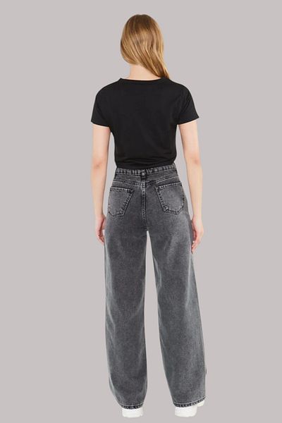 Livik Ava Young Girl Smoked High Waist Lycra 5 Pocket Wide Leg Jeans