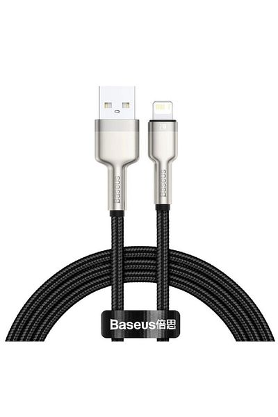 Baseus Cafule Metal Fast Charging Cable, USB to Lightning 2.4A braided, 1m, Black