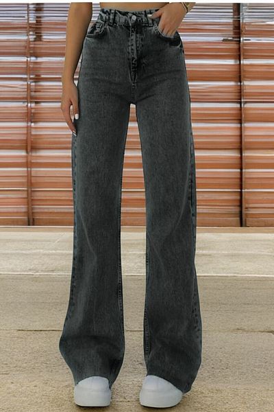 Livik Hannah Young Girl Smoked High Waist Lycra Wide Leg Jeans