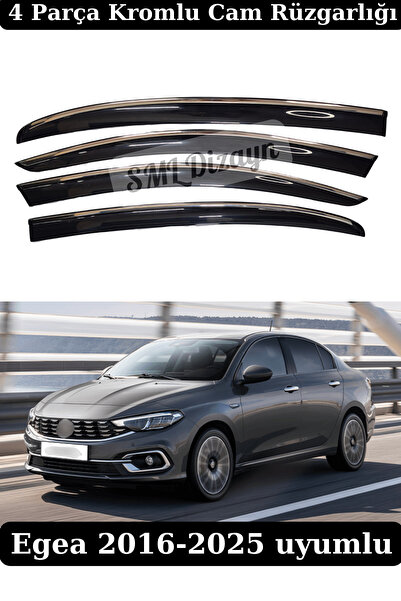 SML Dizayn Fiat Egea Cam Rüzgarlığı Kromlu 4 Parça Plastik 2016-2025