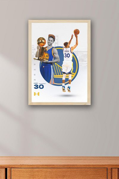 Saturn Stephen Curry Framed Painting - Golden State Warriors Nba Poster Painting