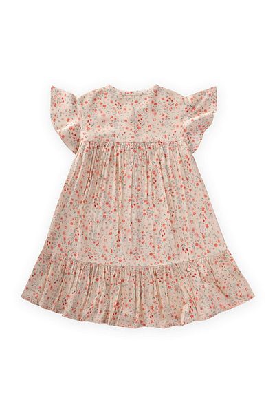 Cigit Floral Patterned Viscose Dress 1-10 Years Powder Pink