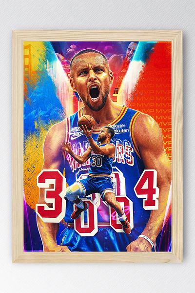 Saturn Stephen Curry Framed Painting - Basketball Nba Poster Painting