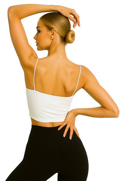 ParlaMira Women's White Viscose Lycra Double Layer Undershirt Crop Bustier with Double Layer Inner Strap