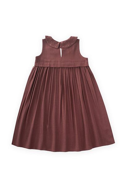 Cigit Φόρεμα Baby Collar Κεντημένο Λινό 2-7 Ηλικιών Plum