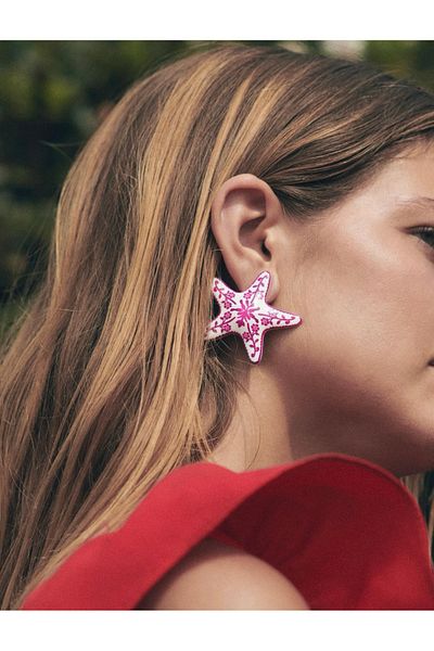 Pinery Jewels Vip Series - Brand Model Pink Starfish Earring Pair 4.5 cm