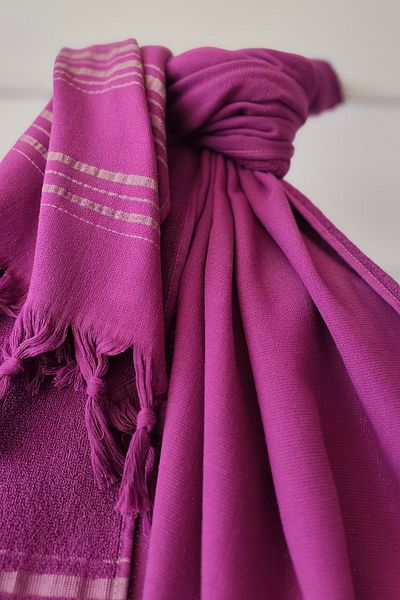 Sevim Plum Striped Towel Peshtemal 90X170Cm - Soft Beach Towel - 100% Cotton