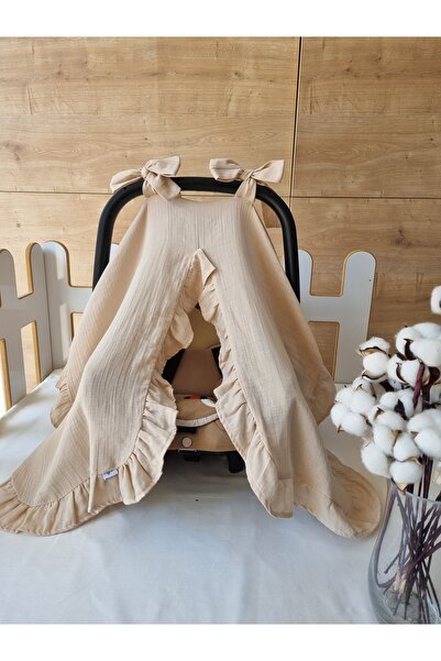 Atölye Eda Exclusive Organik Pamuk Müslin Fırfırlı Puset Örtüsü