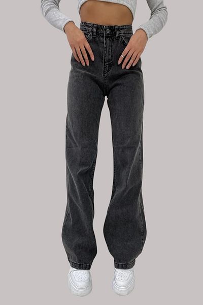 Livik Caitlyn Women's Smoked Extra High Waist Stretchy Loose Wide Leg Jeans