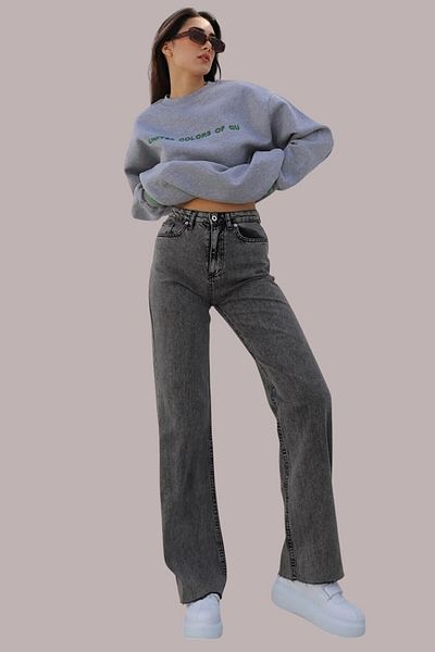 Livik Danielle Young Girl Smoked High Waist Lycra Comfortable Wide Leg Jeans