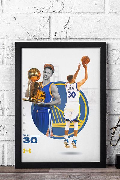 Saturn Stephen Curry Framed Painting - Golden State Warriors Nba Poster Painting