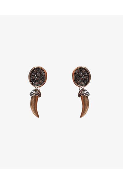 Pinery Jewels Vip Series - Brand Model Oval Stone Hanging Bone Women's Earrings Pair