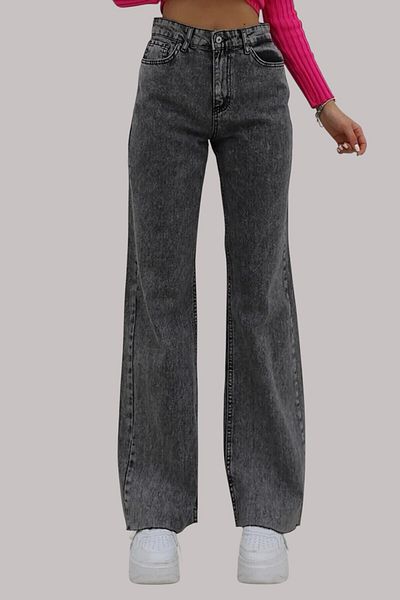 Livik Abigail Women's Smoked Extra High Waist Flexible Waist Comfortable Wide Leg Jean