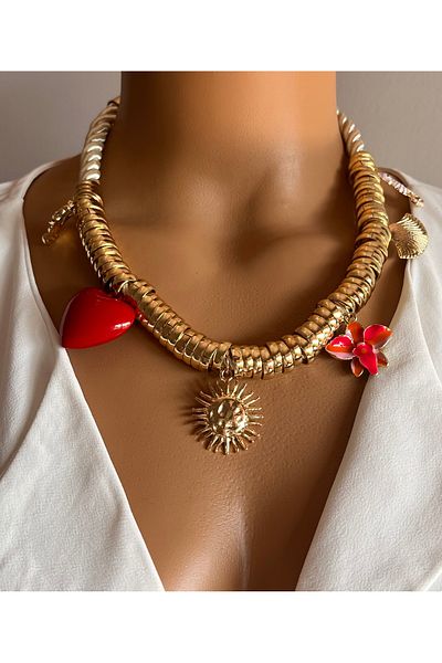 AKA Accessory قلادة من حبل الحبل موديل ZR مع حلية ساحرة