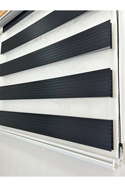 Binbirperde Siyah Pileli Zebra Stor Perde Ev/ofis Perdesi Aluminyum Sistem