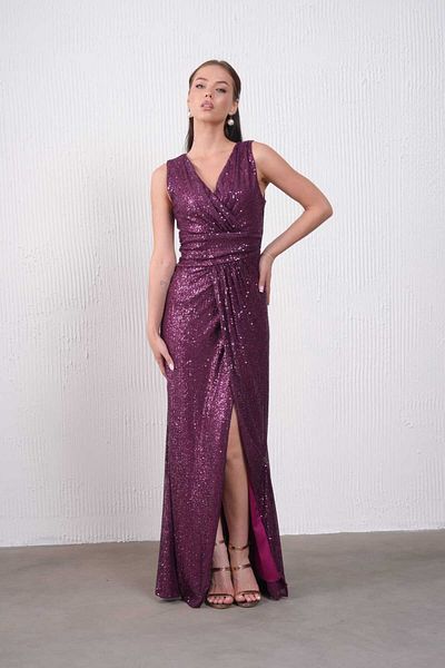 CİXAPLE Sleeveless Skirt Double Breasted Sequin Evening Dress