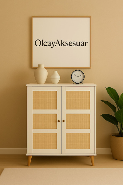OlcayAksesuar 105 cm Çok Amaçlı Kiler Dolabı Ayakkabılık Eşya Dolabı Hasır Dolap
