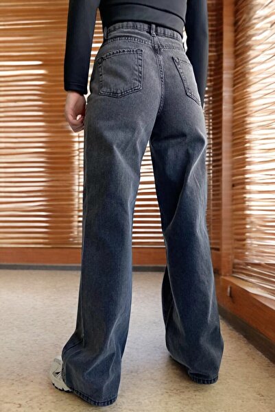 Livik Heather γυναικείο καπνιστό τζιν με εξαιρετικά ψηλή μέση εύκαμπτη μέση άνετο φαρδύ τζιν