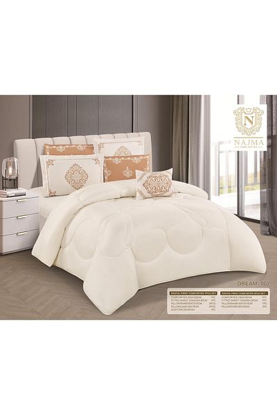 NAJAH Plain single bed sheet, 5 pieces, 120 x 200 cm bed, 180 x 230 cm quilt
