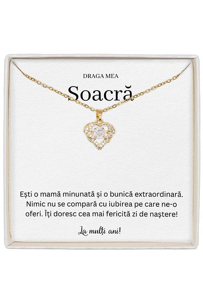 The Jewel Heart Heart Necklace For Mother-in-Law, Elegant Gift With Meaning, Length 39+5 cm