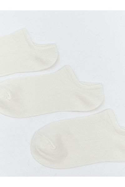LC Waikiki Ecru Women's Flat Sneaker Socks 3-Piece
