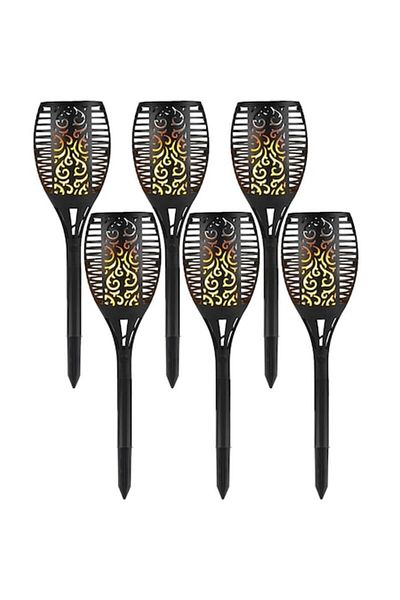 AB HOMES Set 6 solar lamps AB HOMES, torch type with flame effect, decorative, light sensor, waterproof, 58cm