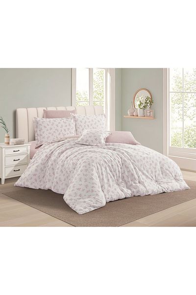 Levore Livori 7-piece comforter set, 100% soft cotton, double-sided, heavy filling, and elegant design