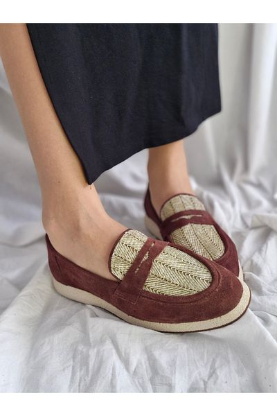 aayak&kabımofficial Genuine Leather Straw Detailed Women's Loafer – Stylish and Comfortable Casual Shoes