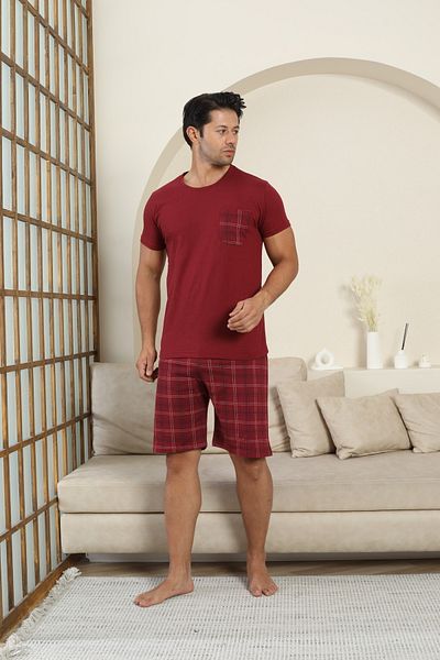 Sude HOMEWEAR Men's Short Sleeve Shorts Pajama Set