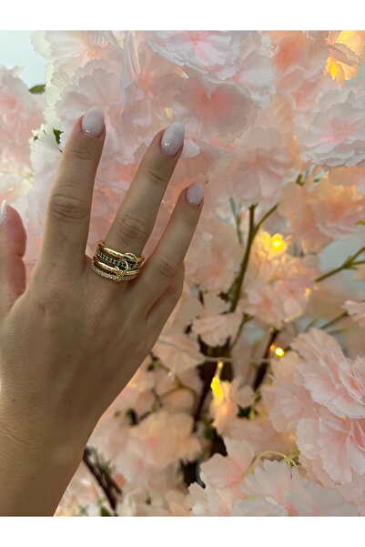 YENGEÇ خاتم أخضر من الفولاذ مكون من 4 قطع